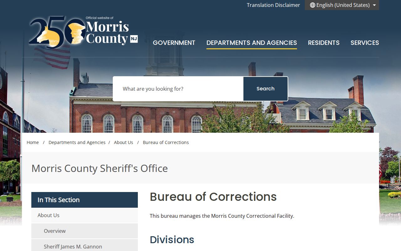 Morris County Correctional Facility release record responsibility and Records contact