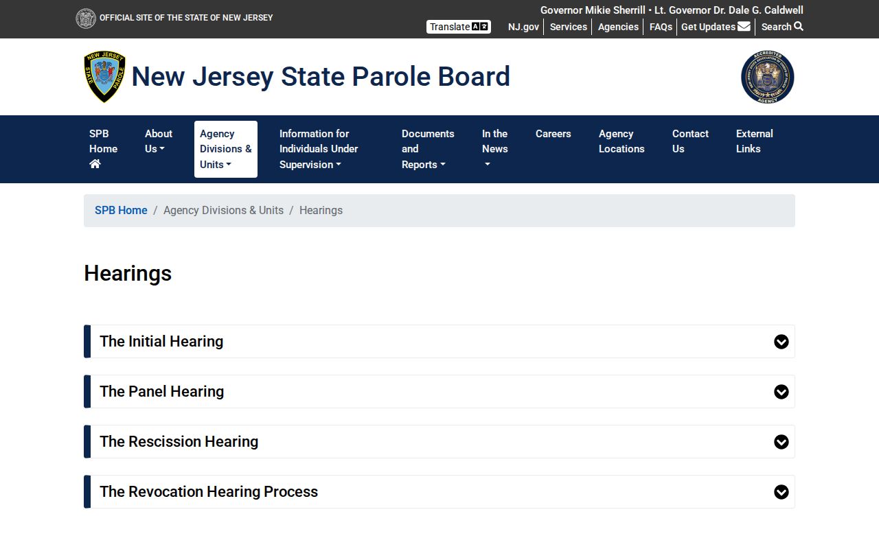 Morris County parole release hearing process from the New Jersey State Parole Board